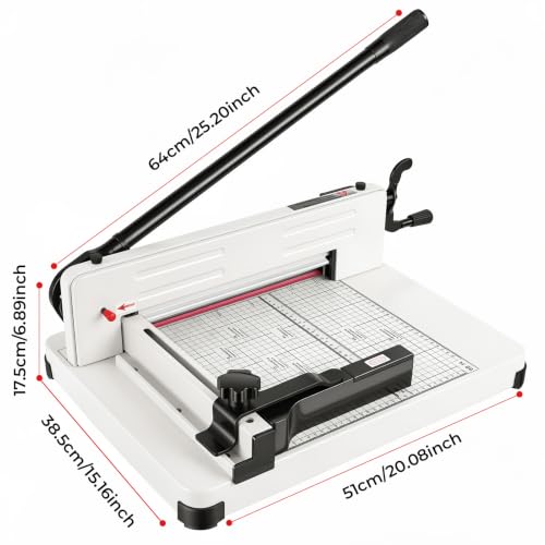 Heavy Duty 12" Guillotine Paper Cutter, 400 Sheets Stack Trimmer for Office