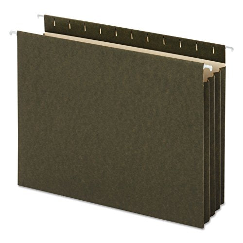 Universal Hanging Bottom File Pockets, 1 Section, 3.5" Capacity, Letter Size, Standard Green, 10/Box
