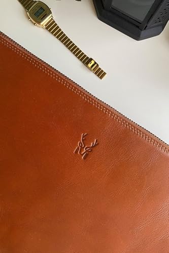 SODEF Renton Premium Genuine Leather 13-Inch Tablet & Laptop Sleeve - Brown - Brown