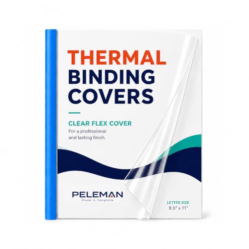 Peleman Thermal Binding Clear Covers with Steel Spine –for Thermal Binding Machines – Formerly Unibind – Used in Real Estate, Education and Various Businesses (Azur, 160 Sheets Max - 44/Box)