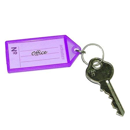 Acrimet 24-Key Cabinet with Lock, Wall Mount Wooden Key Organizer, Security Key Storage Box (24 Positions) with Numbered Hooks & Clear Purple Key Tags – Commercial & Home Use (Purple)