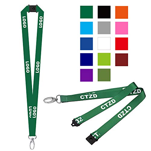 CTZD 50 Pack Customized Color Bulk Lanyards Custom Neck Strap For Id Badge Holders with Safety Breakaway 360° Swivel Hook