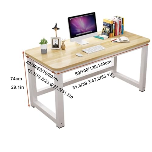 Versatile Home Office Desk 120*60Cm Computer&Gaming Table With Easy Assembly Rounded Corners Silent Foot Pads Teak Finish Perfect Workbench For Remote Work&Study,Teak-140*70cm/55.1*27.5in