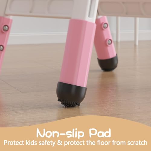 Jojoka Adjustable Kids Chairs 2pcs - 3 Level Height Adjustable Toddler Chair for Ages 3-8 - Ergonomic Backrest, Durable Plastic, Non-Slip Feet - Home, Kindergarten, Classroom & Activities - Pink