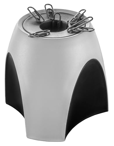 HAN 1752-31, Delta Paper Clip Dispenser. Attractive, Elegant and Stylish. Premium Quality with Ring Magnet, Light-Grey/Black