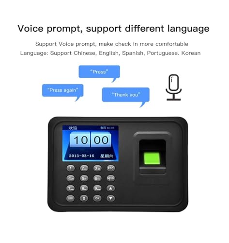 MHJKHG Clocking in Machine, Time Clock,Attendence Machine A6 Biometric Attendance System USB Fingerprint Reader Time Clock