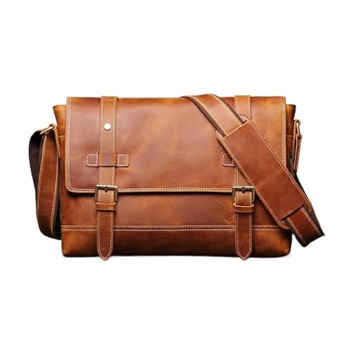 Vintage Crossbody Bag For Men Leather Messenger Bag For Men 12.9 Inch Laptop Mens Shoulder Bag Large Capacity
