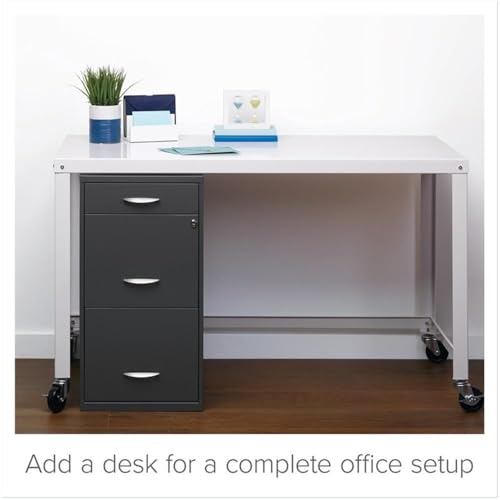 Scranton & Co 3-Drawer Metal Filing Cabinet, 27.32" H x 14.25" W x 18.00" D, Charcoal Finish, Lockable Lateral File Cabinet for Home or Office Organization, Letter Size Hanging File Storage