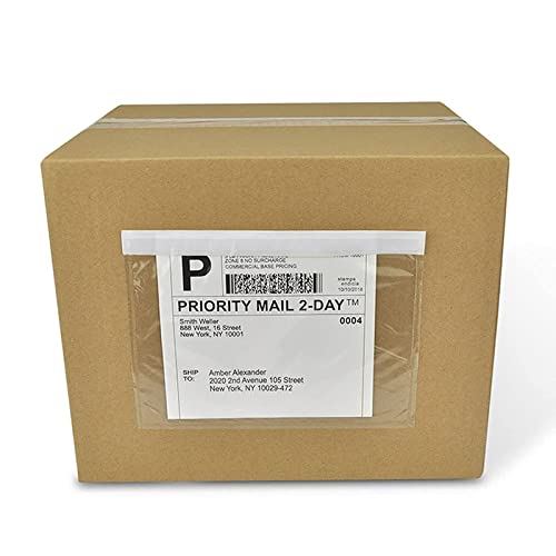 LabelMore 7.5" x 5.5" Clear Plastic Adhesive Packing List Mailing Shipping label Pouch Return Label Documents Keeps Paper Safe While Shipping (2000 Pack)