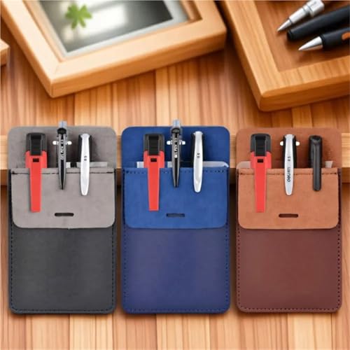 Nuqsx Pocket Protector 6pcs Portable PU Leather Pen Pouch Leak-proof Insert pocket Hospital Business Pen Holder Pen Box Office For Shirts Pants Lab Coats Nurses(Brown)