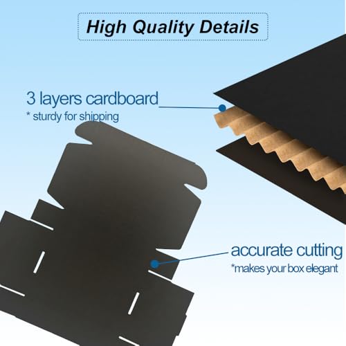 ROTCH 200 Pack 9x6x2'' Small Shipping Boxes, Black, Cardboard Corrugated Mailers for Small Business (M962-200-B)