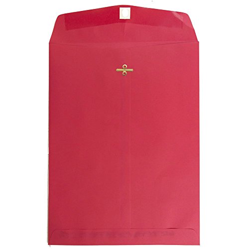 JAM PAPER 9 x 12 Colored Recycled Envelopes with Clasp Closure - Red Recycled - 100/Pack