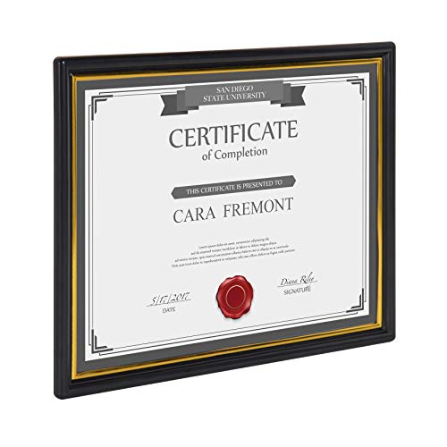 DesignOvation Corporate Document Frame Made to Display Standard Certificates, Black 8.5x11, Set of 12 Ready to Use Horizontally or Vertically