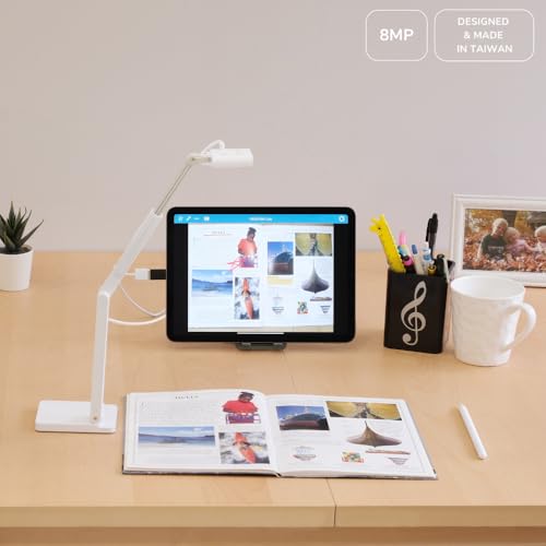 OKIOLABS OKIOCAM S2-4K Ultra HD 8MP USB Document Camera for Teachers & Classrooms with OKIOPoint AI-Tracking, Capture Near-Ledger Size, Great in Low Light, Support Mac, USB-C iPad, Interactive Display