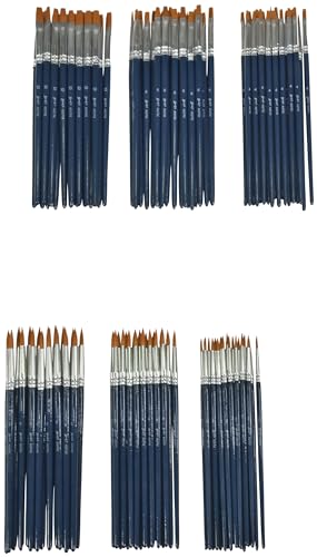 Sax True Flow Golden Synthetic Taklon Paint Brushes, Assorted Sizes, Set of 108
