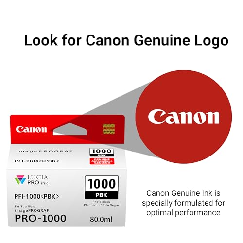 Canon PFI-1000 Genuine Photo Black Ink Tank, Compatible with ImagePROGRAF PRO-1000 Printers
