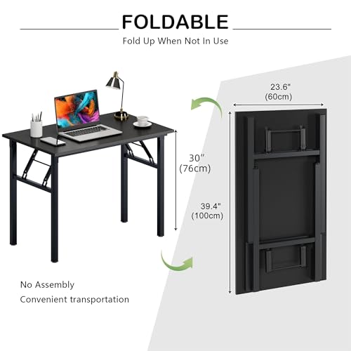 Need Office Computer Desk 39.3 Inch Sturdy Folding Laptop Table Black
