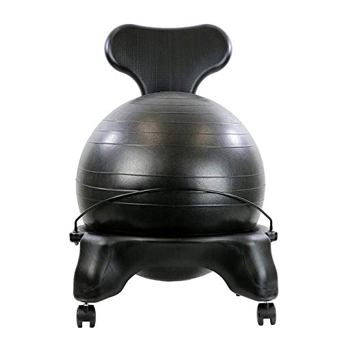 CANDO Ball Chair Inflatable Ergonomic Active Seating Exercise Ball Chair with Air Pump for Home, Office, and Classroom,Black, 22"