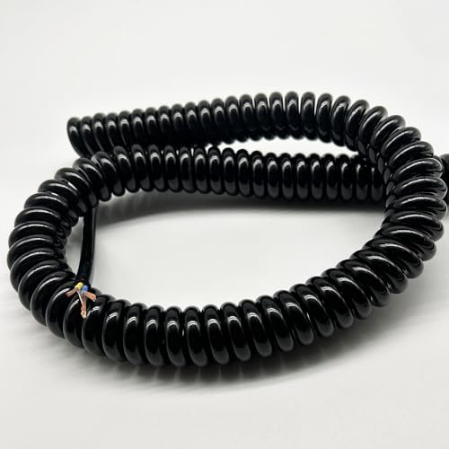 Coiled Curly Mains Flex Multicored Cable 3 Core Spiral 0.7mm 2.5-7.5m OD