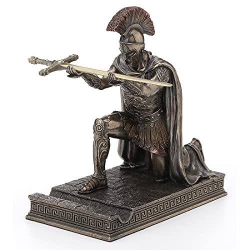 Veronese Design 7 1/8 Inch Roman Centurion Kneeling Pen Holder Resin Statue Bronze Finish Zinc Letter Opener