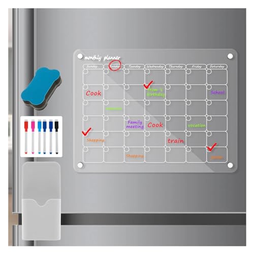 Magnetic Calendar Fridge Transparent Dry Erase Calendar Board(Weekly Calendar)