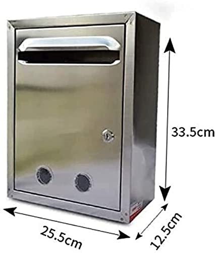 REMYS Suggestion Box Collection Box Ballot Box Stainless Steel Mailbox Wall Mount Suggestion Box with Lock Report Box A4 Ballot Box Election Box