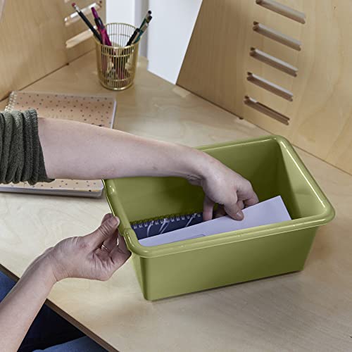 ECR4Kids Scoop Front Storage Bin, Multipurpose Organization, Fern Green, 5-Piece