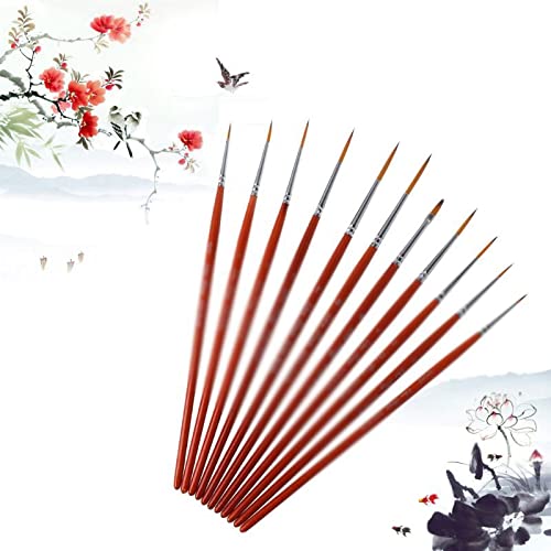 ERoomQ 11 Detail Paint Brush Pointed Miniature Brush for Acrylic Watercolor Oil Drawing Kit