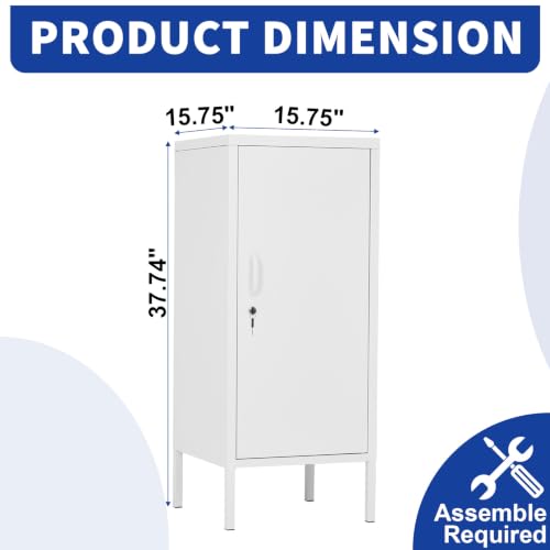 Garvee 4 Tier White Metal Locker Cabinet with Lock, 3 Adjustable Shelves