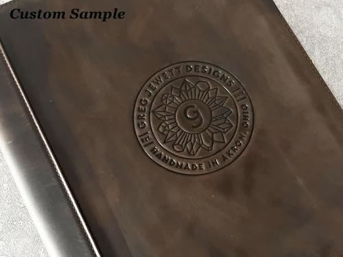 DUKE&COW Leather Portfolio with 3 Ring Binder, Personalized Binder Padfolio Executive Folio Zippered, Engraved Folder Organizer, Custom Gift for Men Women （Dark Khaki, Custom）