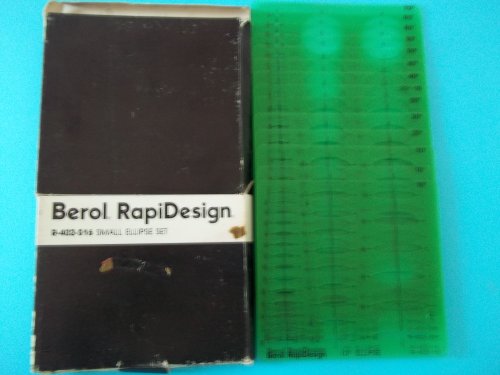 Rapidesign Berol R-402-S16 Ellipses 16 Templates 10 Degrees thru 80 Degrees Hot-Stamped Centering Lines Made in USA