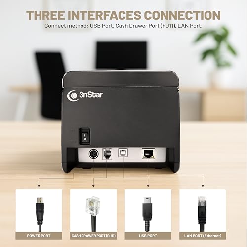 3nStar RPT004 Thermal Receipt Printer | 80mm POS Printer | USB & Ethernet | High-Speed 230mm/s | Auto Cutter, Wall-Mount, Compact Design | Restaurant, Retail, Kiosk, Hospitality Use