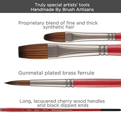 Creative Mark Staccato Artist Paintbrush - Bright Size 20 - Synthetic Long Handled Brushes for Acrylic Paints, Handmade and Full Bodied with Springy Response