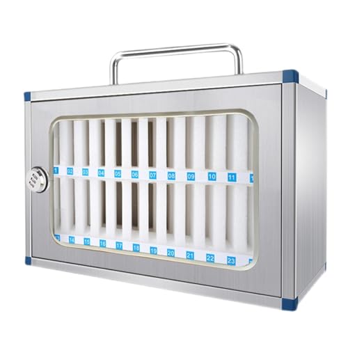 OREKPOT Portable Wall-Mounted Safe, Stainless Steel Ty Box with Handle for Schools, Hospitals, and Businesses - Silver, 42X20X27Cm，Silver 22x20x15cm/9x8x6in