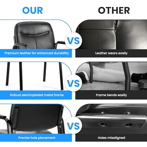 Simple Deluxe Waiting Room Guest Chair No Wheels Set of 2 with Padded Arm Rest, Conference Guests Chair for Reception, Meeting, Lobby, Home Dining, Desk Table Side, 2 Pack