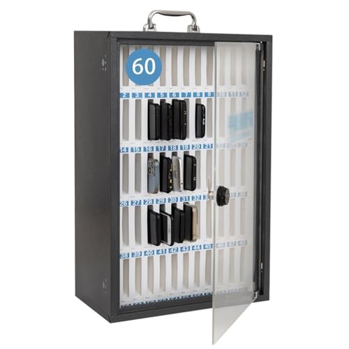 EliteBloom Mobile Phone Cabinet Wall -Mounted Storage Cabinet Stainless Steel Mobile Phone Storage Box Telephone Storage Box,Black-60 bit