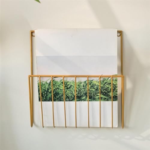 File Organizer Magazine Rack Wall Mounted File Holder Iron Mail Organizer Newspaper for Letters Folders Desk(Black)