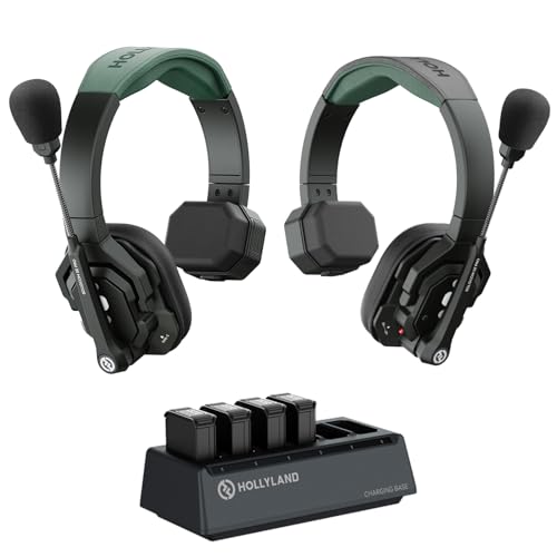Hollyland Solidcom SE PRO 2-Users ENC Noise Cancellation Wireless Intercom Headset System 1312ft Team Communication with 3.5mm Single Ear Headset for Movie Shoot Live Show (1.9GHz Version)