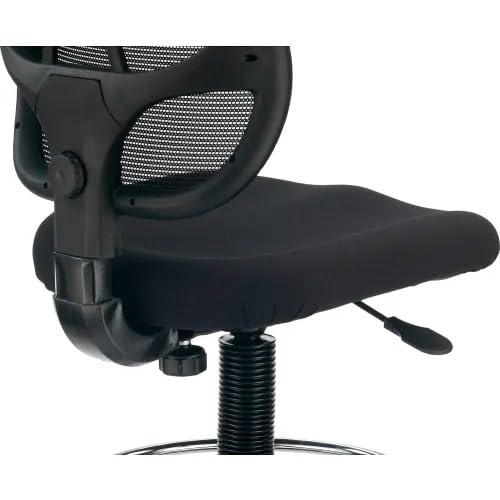 Adjustable Drafting Stool with Mesh Back – Ergonomic Office Drafting Chair with Footrest, Armrests & Height Adjustment (Black)