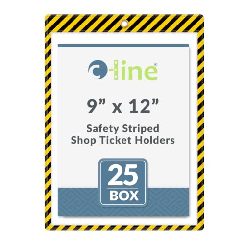 C-Line Safety Striped Shop Ticket Holders, 9 x 12, Assorted, 25/BX (44100)