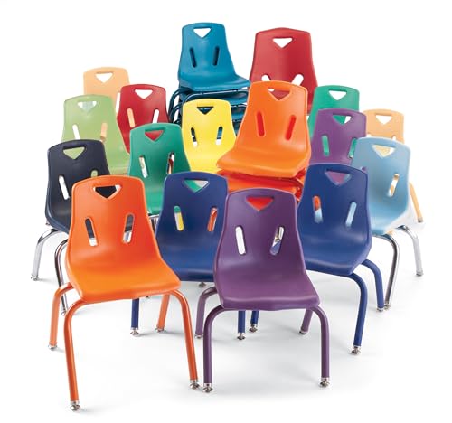 Jonti-Craft Berries 8142JC1131 Stacking Chair with Chrome-Plated Legs, 12" Height, Coastal Blue