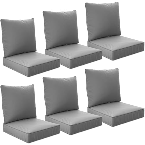 22" x 22" x 6" Outdoor Deep Seat Cushions Set - 6 Set Waterproof & Fade Resistant Patio Furniture Replacement Cushions, Non-Slip Outdoor Cushions Fit Loveseats, Couches, Chairs, and Sofas.