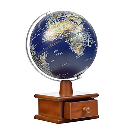 POCHY Practical Globe 8 Inch World Globe Illuminated Educational Globe Lamp Geographic Globes with Drawer Stand and Touch for Shelf Desktop Display Beautifully Decor