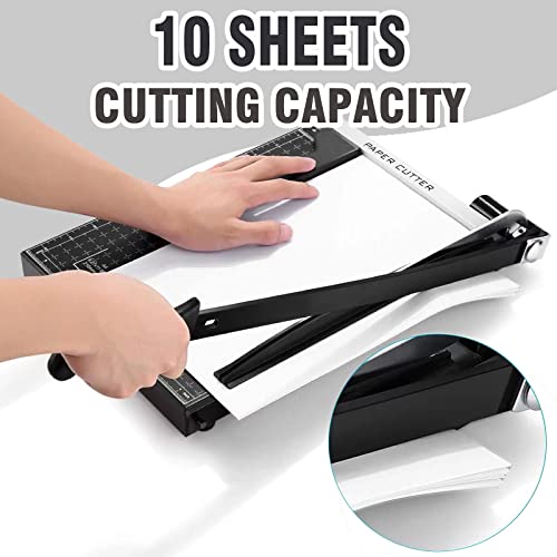 A4 Professional Paper Cutter Lever Cutter 47 cm Metal Cutter 32 x 25 x 3 cm Rotary Cutter Photo Cutter for School and Office, Black