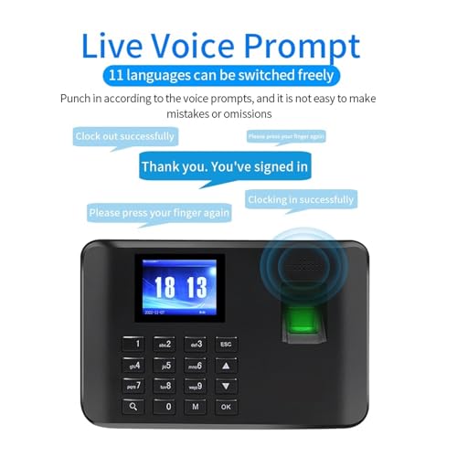 CUTPOIY Time Clock,Biometric Attendance System USB Fingerprint Exit Record Recorder Reader Time Clock in Employees Date Machine Electronic Device