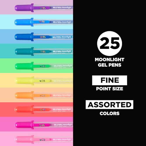 SAKURA Gelly ROLL Moonlight 25/PKG, Assorted, 06 Fine Pt. (58179)