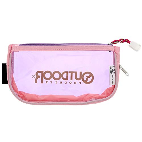 Sun-Star Stationery S1421514 OUTDOOR Pencil Case, Clear Flat, Pink + Violet