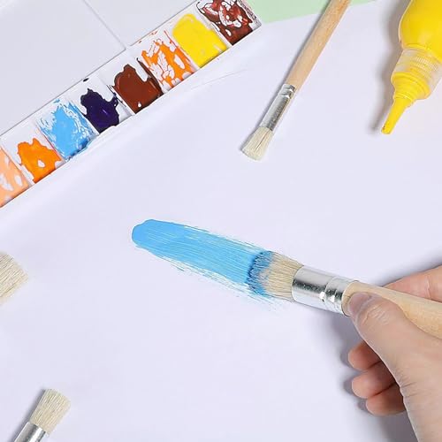 FENOKD 3pcs Wooden Stencil Brush Set 3 Sizes Natural Bristle Brushes for Acrylic Painting Watercolor Painting Oil Painting Card Making DIY Art Crafts Project