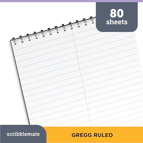 ScribbleMate Steno Pads Spiral 6x9 Assorted Colors Notebooks for Work, 80 Sheets Top Spiral Notepad Stenographer Steno Books (48 Pack, Bold Colors)