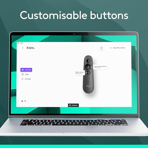Logitech Wireless Presenter R500s PowerPoint Clicker with Laser Pointer